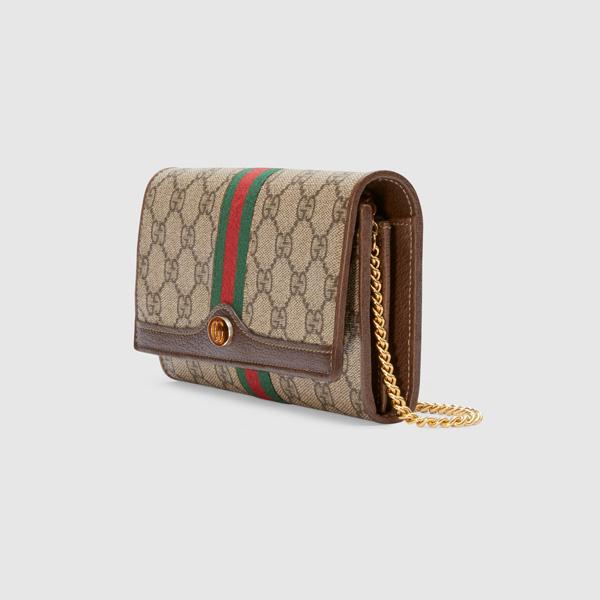 GUCCI グッチ コピー☆オフィディア GG チェーンウォレット ブラウン 9090213